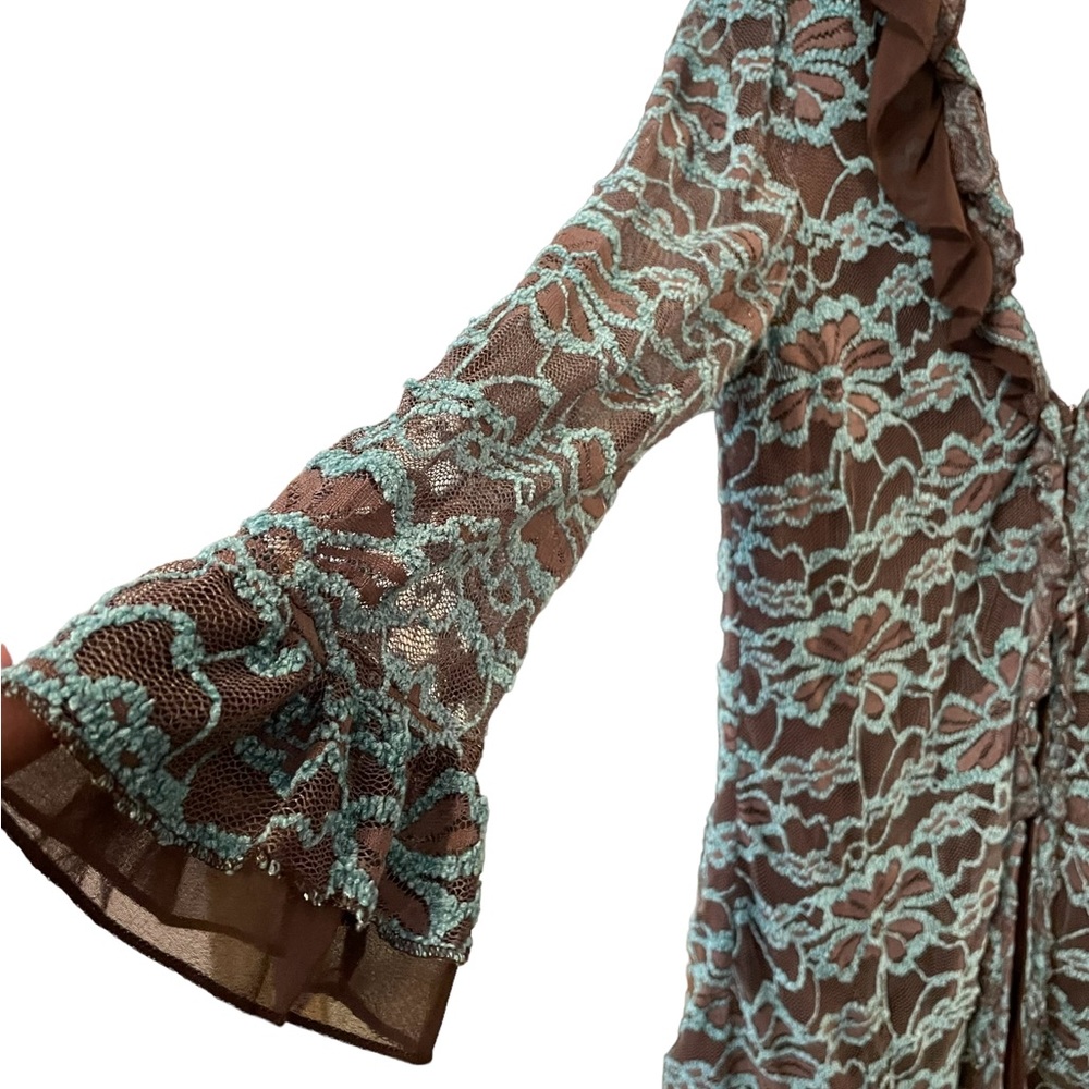 Young Essence Brown and Blue Lace Cardigan - Picture 12 of 12
